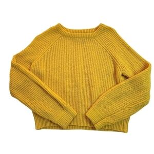 Forever 21 Yellow Knit Long Sleeve Rib Knit Sweater Cropped Size Small *See Desc